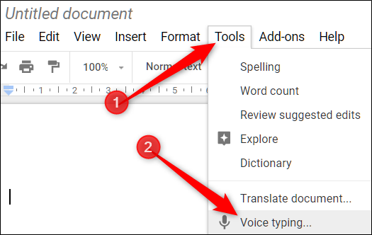 google docs speech to text