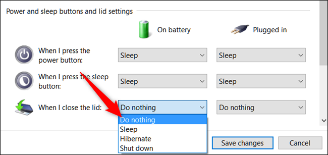 Click the drop-down menu, then choose Do Nothing